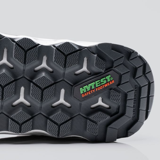Close-up of the hex-shaped outsole lugs.